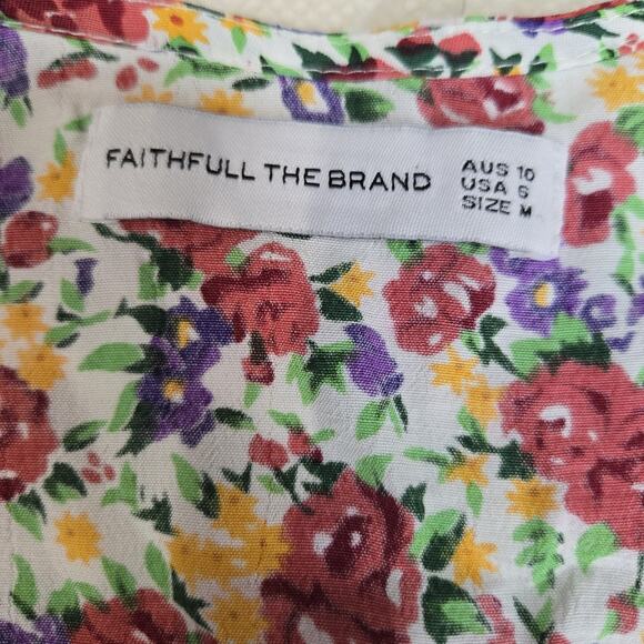 Faithful The Brand Lucy Wrap Top Women 6 Small Floral Short Sleeve Crop Coquette - Picture 6 of 10